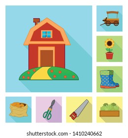 Vector illustration of farm and agriculture symbol. Collection of farm and plant vector icon for stock.