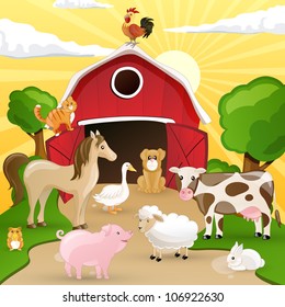 Vector illustration of farm animals