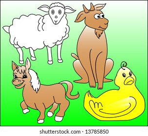 Vector illustration of farm animals