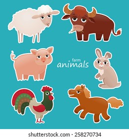 vector illustration of farm animals in cartoon style