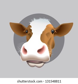 Vector illustration of farm animals faces: cow