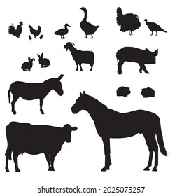 vector illustration of farm animals on a white background