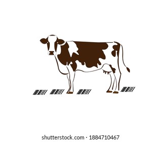 Vector illustration of a farm cow. Cow symbol in the new year 2021