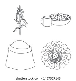 Vector illustration of farm and crop sign. Set of farm and nutrition stock symbol for web.