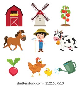 Vector Illustration Of Farm Elements