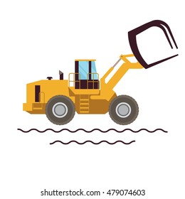 Vector Illustration Farm Equipment Tractor Loader On White Background. Big Car. Agricultural machinery.