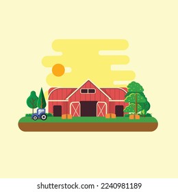 ilustración vectorial de la granja con estilo de diseño plano