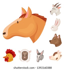 Vector illustration of farm and head logo. Set of farm and homemade vector icon for stock.