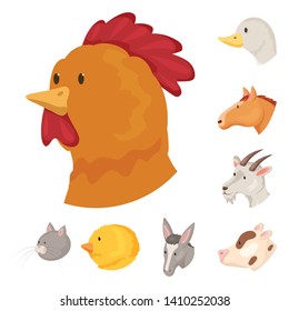 Vector illustration of farm and head sign. Set of farm and homemade vector icon for stock.
