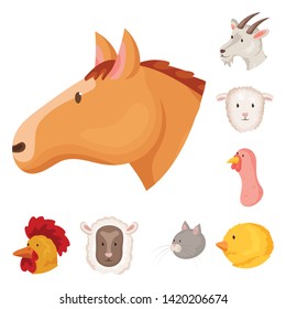 Vector illustration of farm and head sign. Set of farm and homemade stock symbol for web.