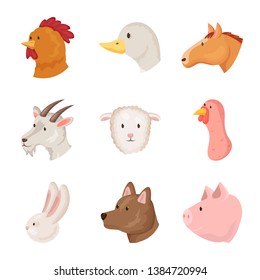 Vector illustration of farm and head symbol. Set of farm and homemade stock vector illustration.