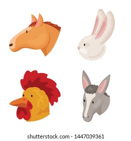 Vector illustration of farm and head symbol. Set of farm and homemade stock vector illustration.