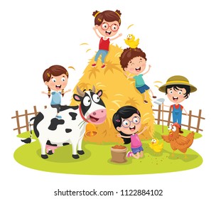 Vector Illustration Of Farm Kid