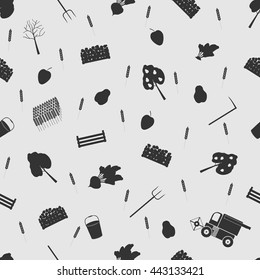 Vector illustration farm on the background seamless pattern. Set of elements