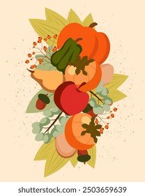 Vector illustration. Farm vegetables festival, vegetable mix, salad, autumn vegetables. Poster, banner, postcard, cover. Modern design.