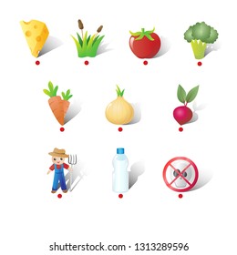 A vector illustration of Farm and Vegetables Icons