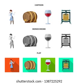 Vector illustration of farm and vineyard icon. Set of farm and product stock vector illustration.