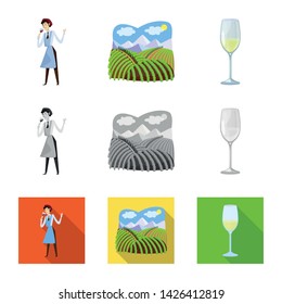 Vector illustration of farm and vineyard icon. Collection of farm and product stock vector illustration.