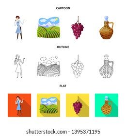 Vector illustration of farm and vineyard logo. Set of farm and product vector icon for stock.