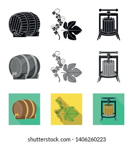 Vector illustration of farm and vineyard logo. Set of farm and product stock symbol for web.