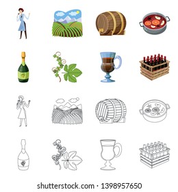 Vector illustration of farm and vineyard symbol. Collection of farm and product vector icon for stock.