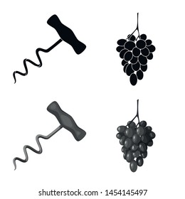 Vector illustration of farm and vineyard symbol. Set of farm and product vector icon for stock.