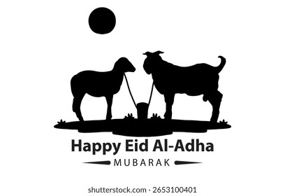 Vector illustration of farm and wild mammal animal silhouettes goat designs for Eid al-Adha sacrificial animal