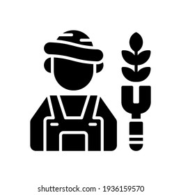 vector illustration of farmer icon. farmer avatar with wheat plant and glyph design style