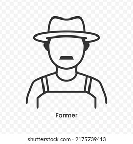 Vector illustration of Farmer icon in dark color and transparent background(png).