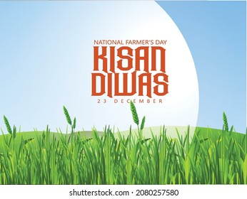 Vector Illustration Of Farmer For Kisan Diwas, Means National Farmer’s Day With Silhouette 