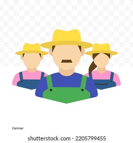 Vector Illustration Of Farmer Team Avatar In Color On A Transparent Background (PNG). EPS Vector