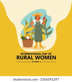 Vector illustration, farmer working village woman, as a banner or poster, international day of rural women.