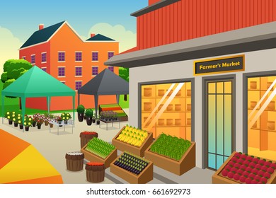 A vector illustration of Farmers Market Background