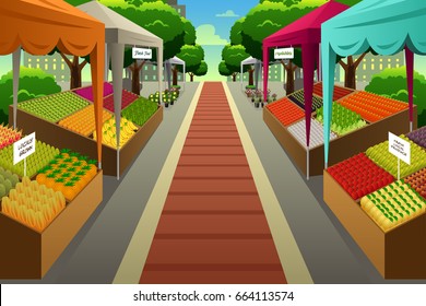 A vector illustration of Farmers Market Background