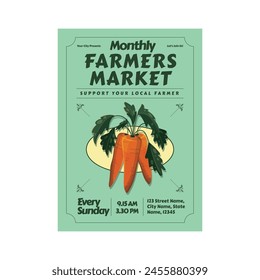 Vector Illustration of Farmers Market Flyer Poster