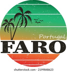 Vector illustration of Faro town name in Portuguese for logotype, t-shirt, banner, magazine, poster, decoration, postcard. Faro calligraphy background. EPS 10.