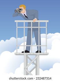 Vector illustration of a farseeing businessman