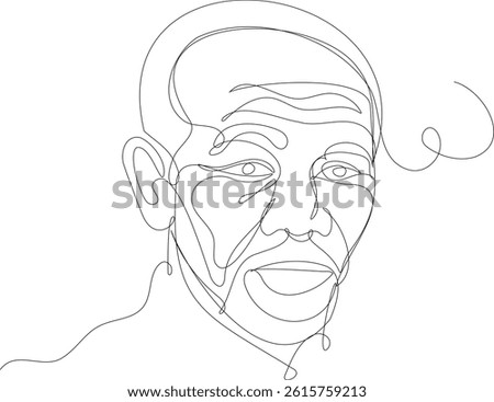 Vector illustration of a fascinating Black man. Continuous line vector illustration, white background.
