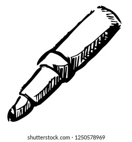 Vector Illustration of Fashion Beauty Make-up Lipstick Hand Drawn, Ink, Brush, Sketch for Isolated Graphic Design Outline, Sign, Symbol and more