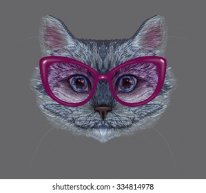 Vector illustration of fashion cat portrait