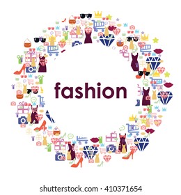 vector illustration / fashion design / elements in circle / shopping concept / fashion lifestyle