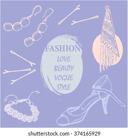 Vector illustration of fashion element for design in hand draw style. 