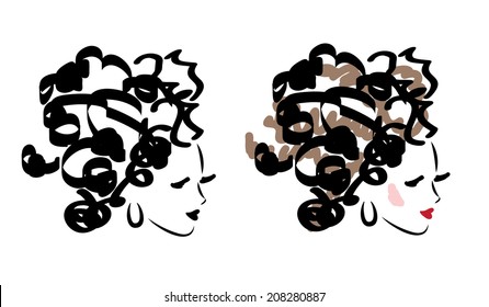 Vector illustration of fashion faces