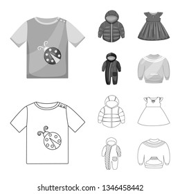 Vector illustration of fashion and garment icon. Set of fashion and cotton stock symbol for web.