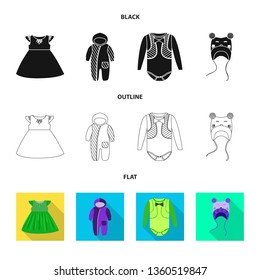 Vector illustration of fashion and garment icon. Set of fashion and cotton vector icon for stock.