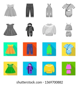 Vector illustration of fashion and garment icon. Set of fashion and cotton vector icon for stock.