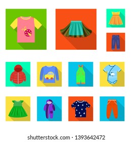 Vector illustration of fashion and garment icon. Collection of fashion and cotton vector icon for stock.