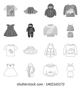 Vector illustration of fashion and garment icon. Collection of fashion and cotton stock symbol for web.