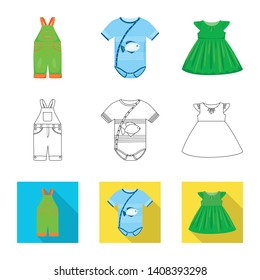 Vector illustration of fashion and garment icon. Collection of fashion and cotton stock symbol for web.