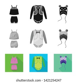 Vector illustration of fashion and garment icon. Collection of fashion and cotton stock vector illustration.